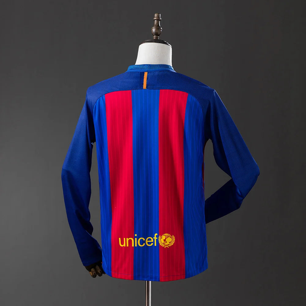 Barcelona 16/17 Home Adult's Long Sleeve Jersey- Retro