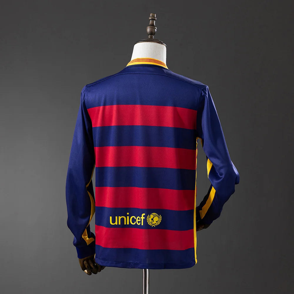 Barcelona 15/16 Home Adult's Long Sleeve Jersey- Retro