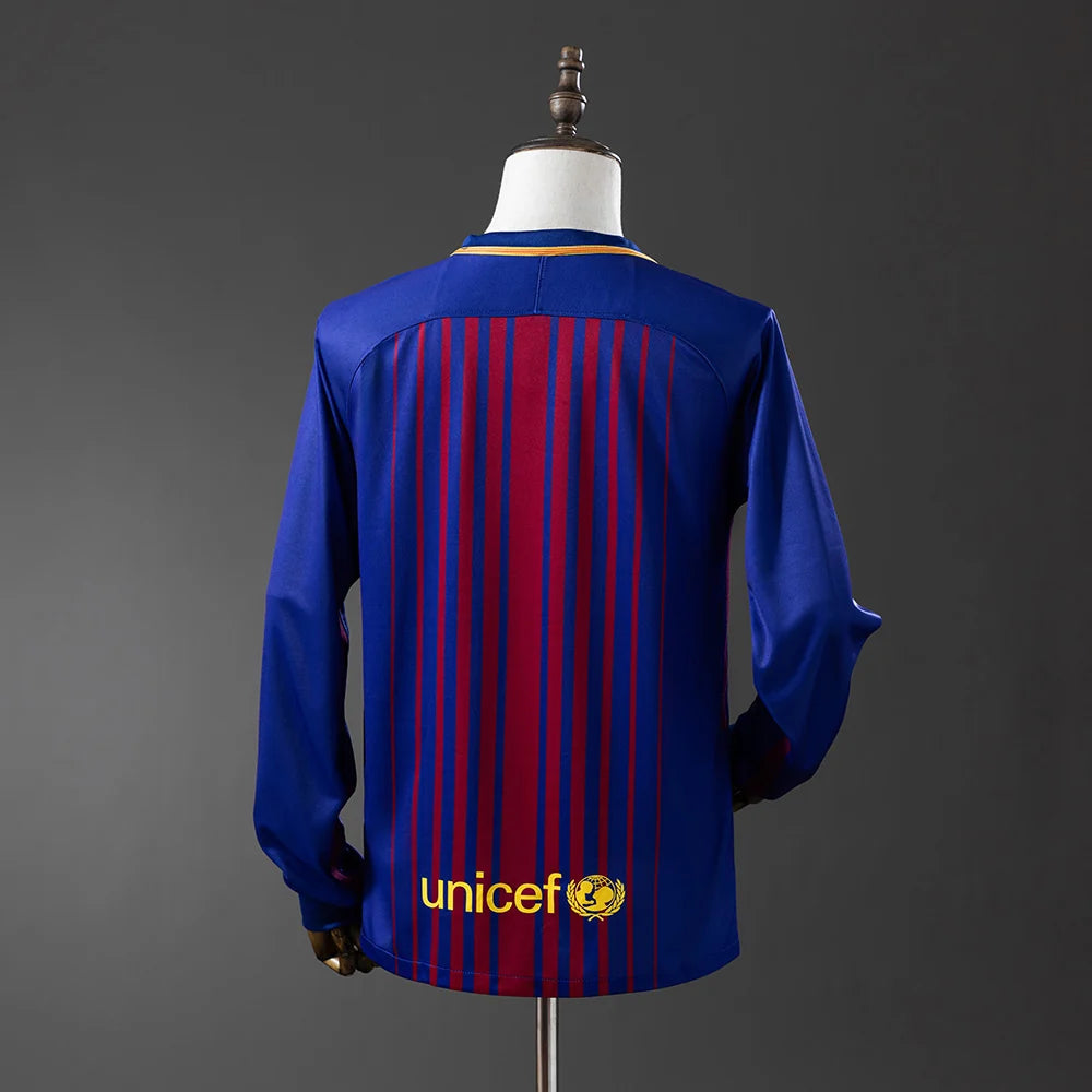 Barcelona 17/18 Home Adult's Long Sleeve Jersey- Retro