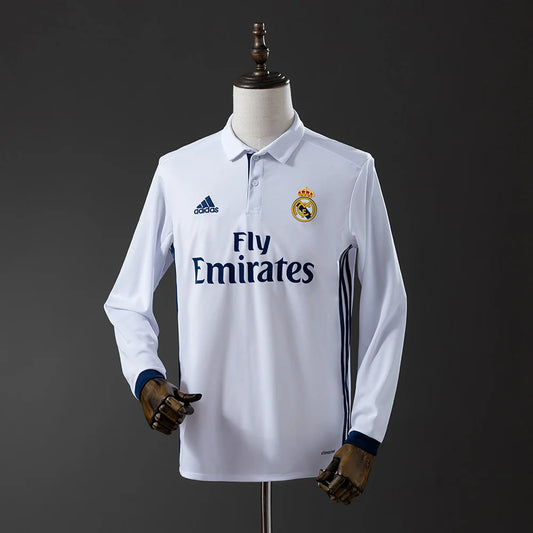 Real Madrid 16/17 Home Adult's Long Sleeve Jersey- Retro
