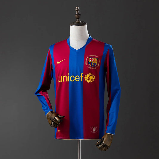 Barcelona 07/08 Home Adult's Long Sleeve Jersey- Retro