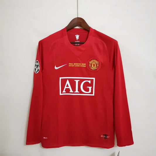Manchester United 07/08 Home UCL Final Adult's Long Sleeve Jersey- Retro