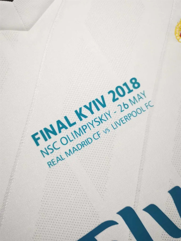 Real Madrid 17/18 Home UCL Final Adult's Long Sleeve Jersey- Retro