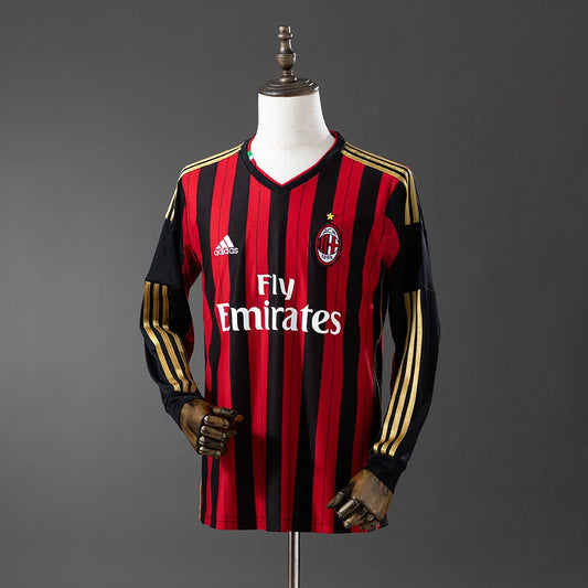 AC Milan 13/14 Home Adult's Long Sleeve Jersey- Retro