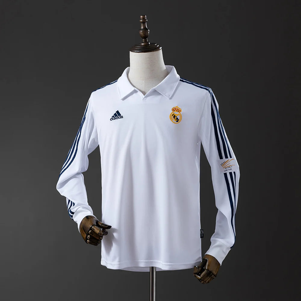 Real Madrid 01/02 Home Adult's Long Sleeve Jersey- Retro