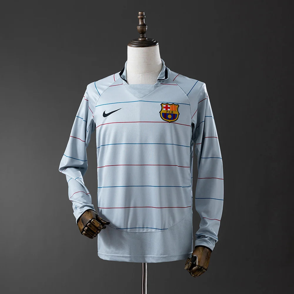 Barcelona 03/04 Away Adult's Long Sleeve Jersey- Retro