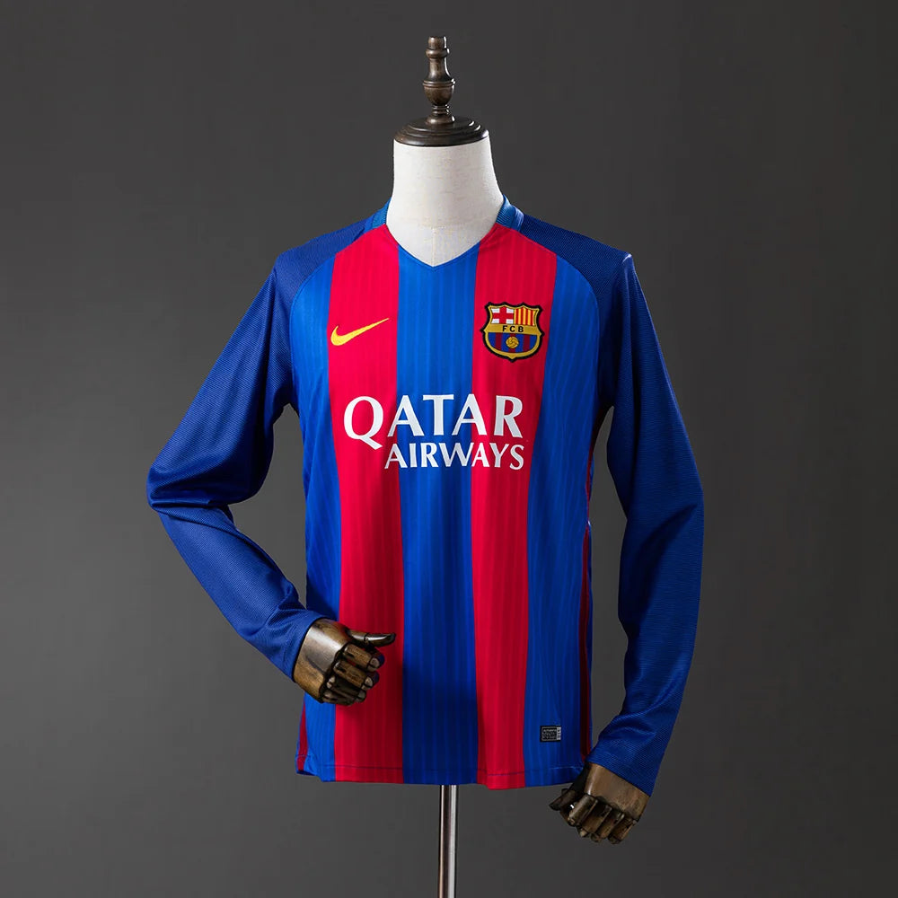 Barcelona 16/17 Home Adult's Long Sleeve Jersey- Retro