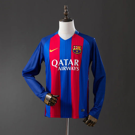 Barcelona 16/17 Home Adult's Long Sleeve Jersey- Retro