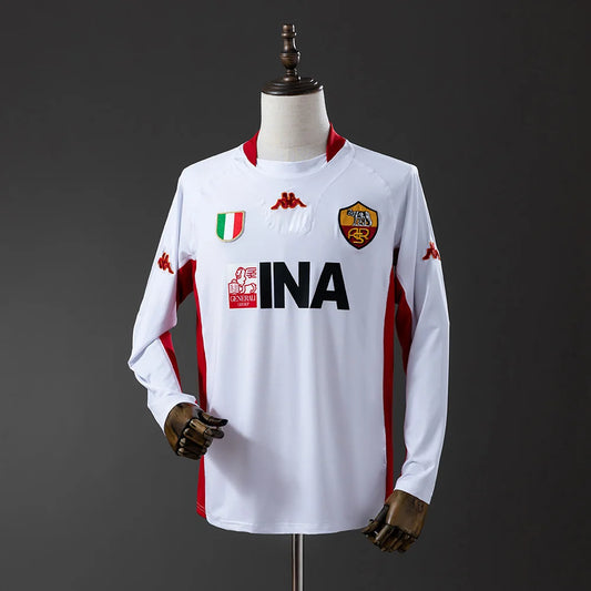 Roma 01/02 Away Adult's Long Sleeve Jersey- Retro