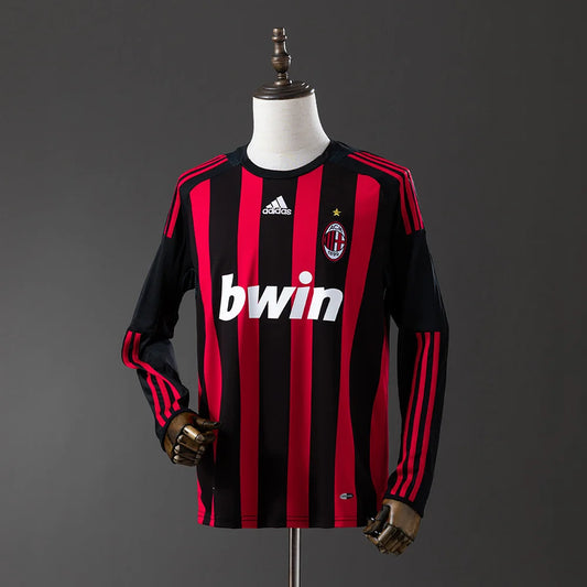 AC Milan 08/09 Home Adult's Long Sleeve Jersey- Retro