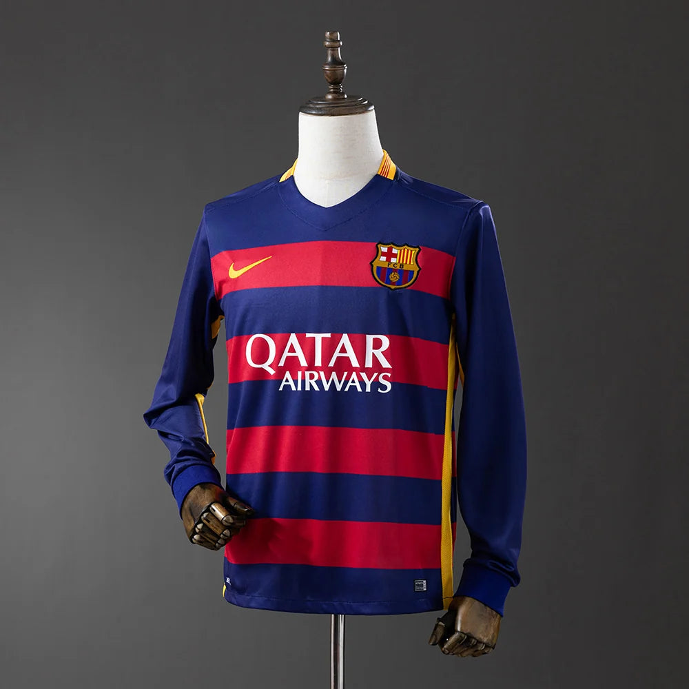 Barcelona 15/16 Home Adult's Long Sleeve Jersey- Retro