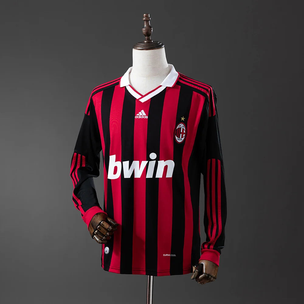 AC Milan 09/10 Home Adult's Long Sleeve Jersey- Retro