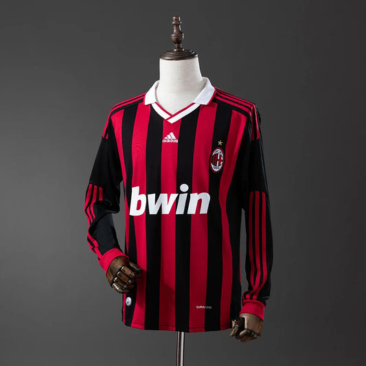 AC Milan 09/10 Home Adult's Long Sleeve Jersey- Retro