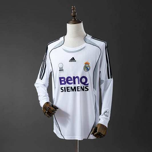 Real Madrid 06/07 Home Adult's Long Sleeve Jersey- Retro