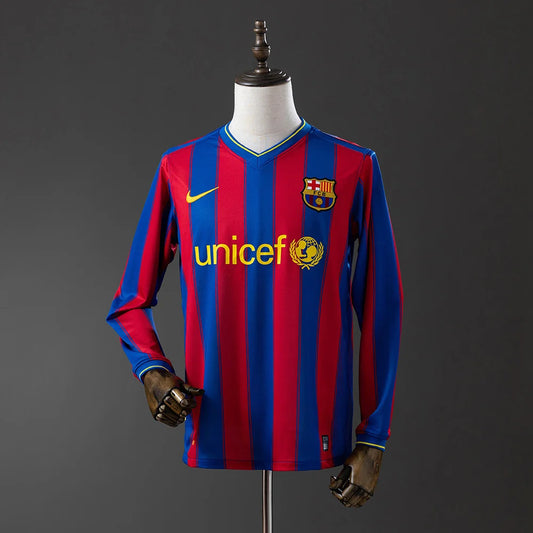 Barcelona 09/10 Home Adult's Long Sleeve Jersey- Retro