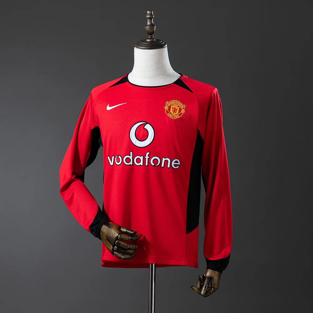 Manchester United 02/04 Home Adult's Long Sleeve Jersey- Retro
