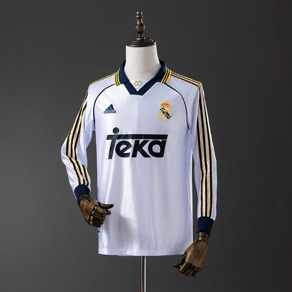 Real Madrid 99/00 Home Adult's Long Sleeve Jersey- Retro