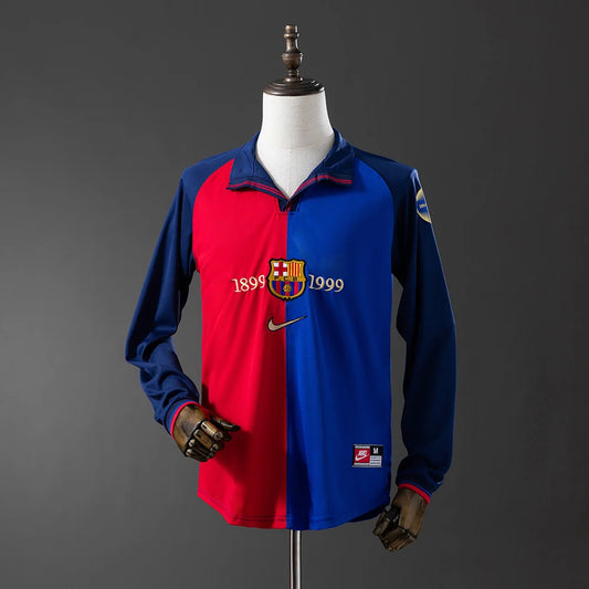 Barcelona 100th Anniversary Home Adult's Long Sleeve Jersey- Retro