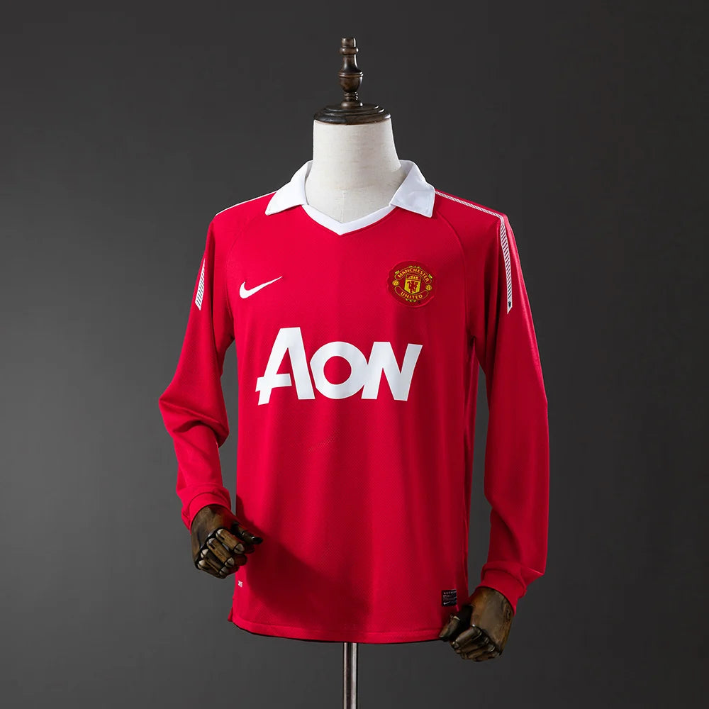 Manchester United 10/11 Home Adults's Long Sleeve Jersey- Retro