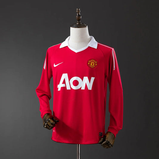 Manchester United 10/11 Home Adults's Long Sleeve Jersey- Retro